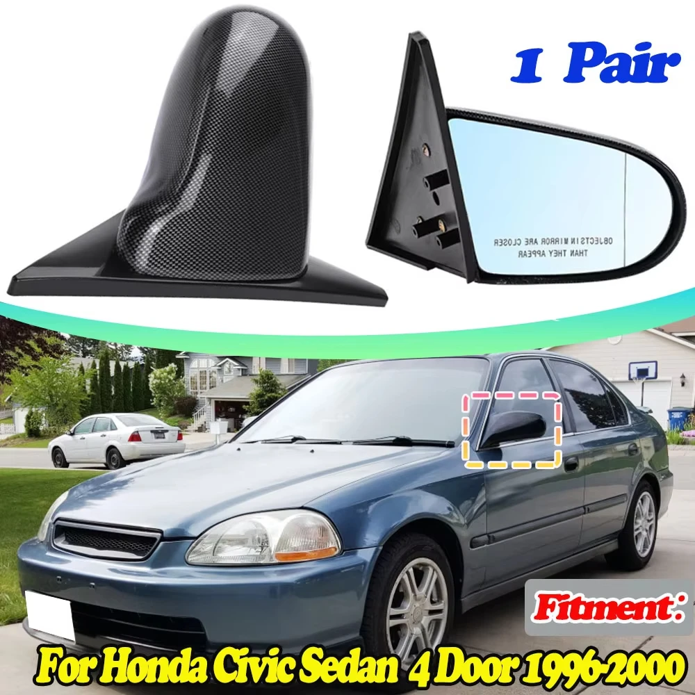 2pcs Manual Adjustable Spoon Style Car RearView Side View Mirror Cover For Honda For Civic 4Dr Sedan 1996 1997 1998 1999 2000