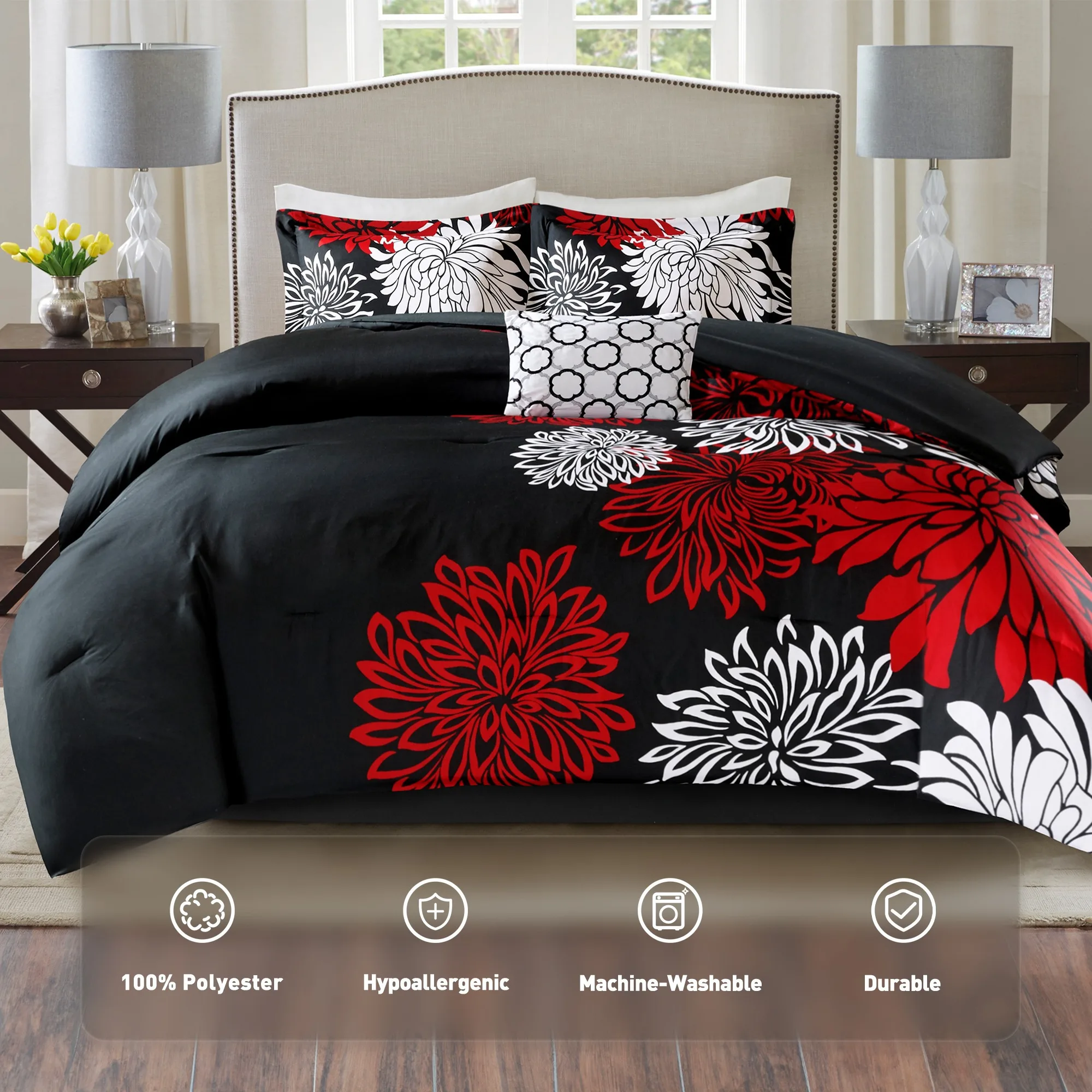 The Five Piece Duvet Includes A Set Of Sheets, Seasonal Christmas Gifts, Down Replacement Bedding, Pillowcases, Bed Skirts,