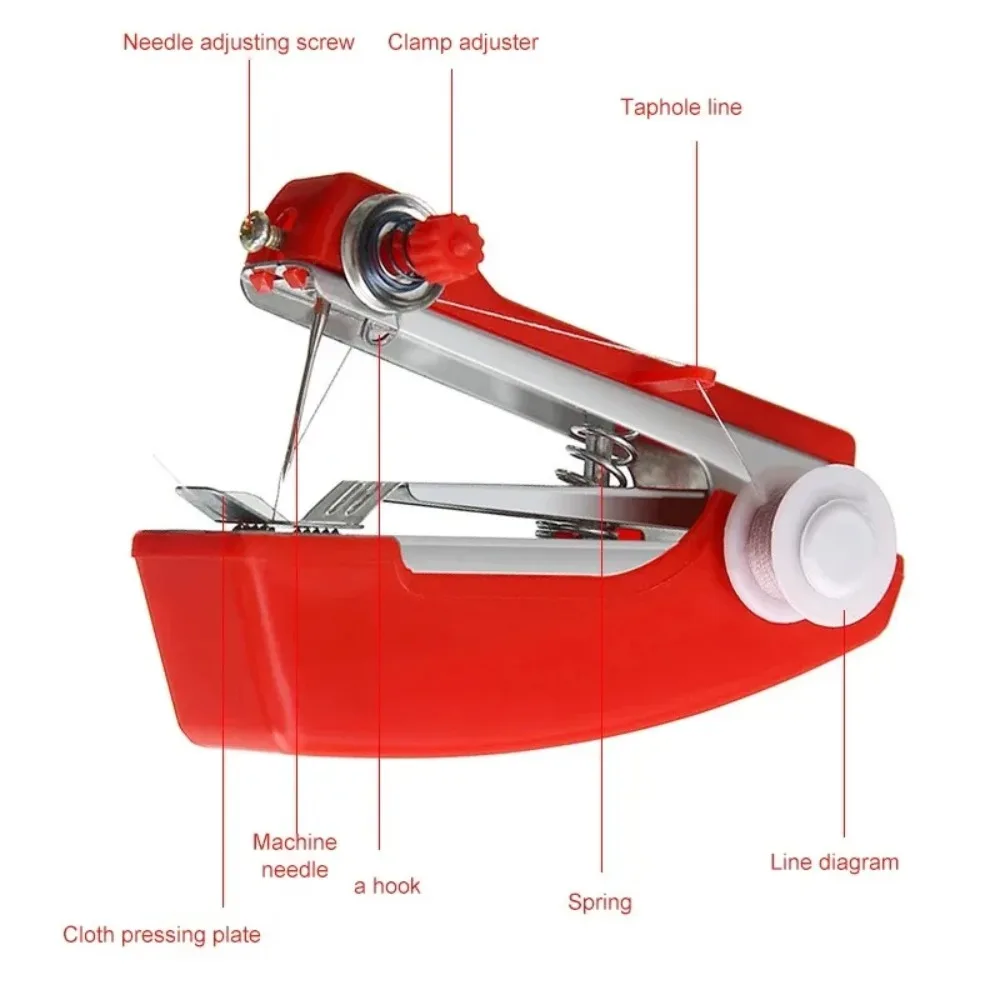 Máquina de costura manual portátil, Mini operação simples costura tecido ferramenta, Mão-Held, Ponto Handy, DIY vestuário ferramenta, tecido de malha