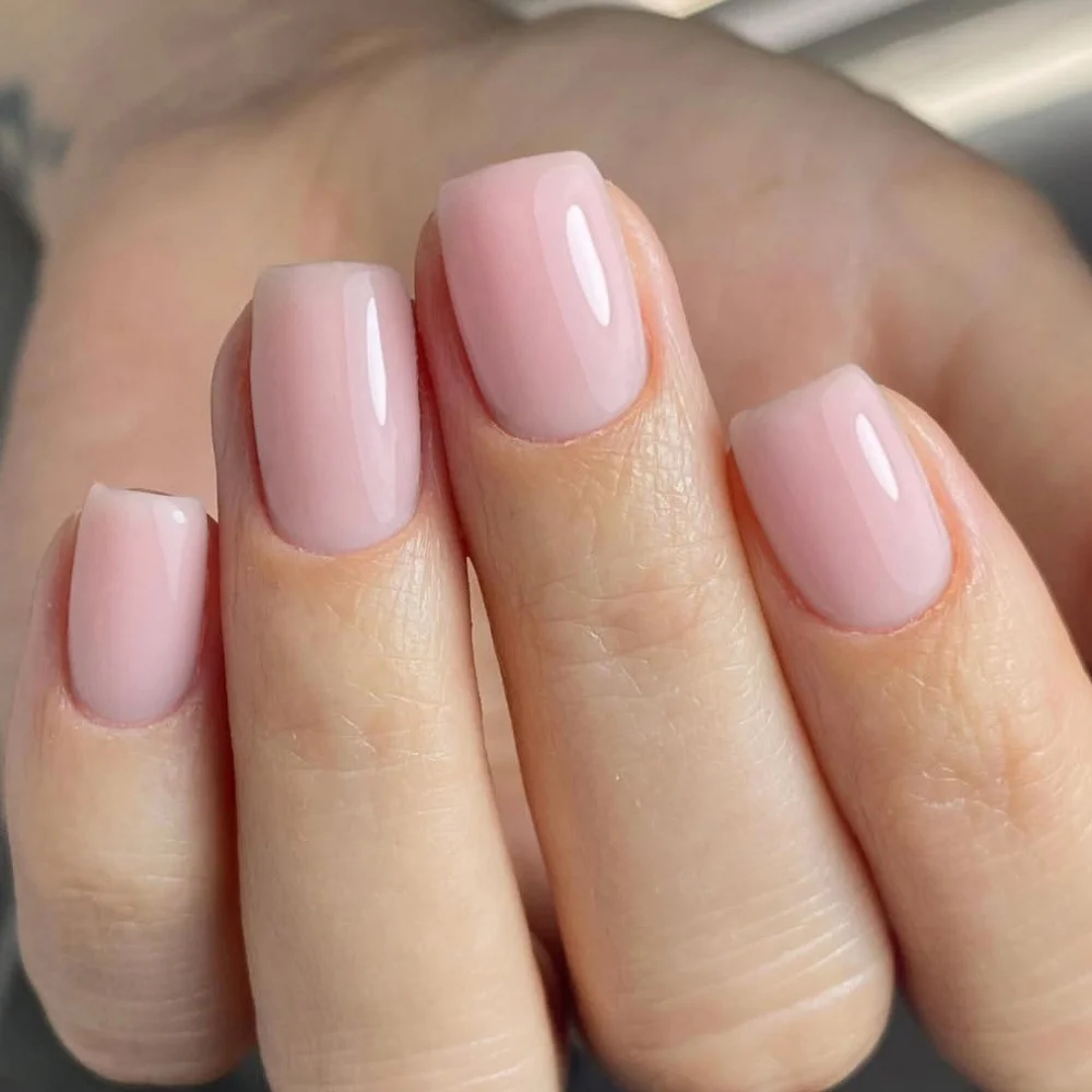 

24pcs Solid Color False Nail Tips Simple Pink Press on Nails Short Square Head Nails Art Fashion Datachable Full Cover Fake Nail