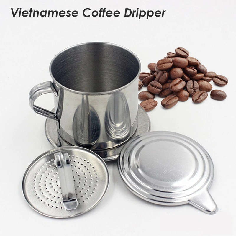 Stainless Steel Coffee Filter Infuse Cup Vietnamese Coffee Dripper Maker Pot Portable Coffee Drip Strainer Kitchen Coffee Tools