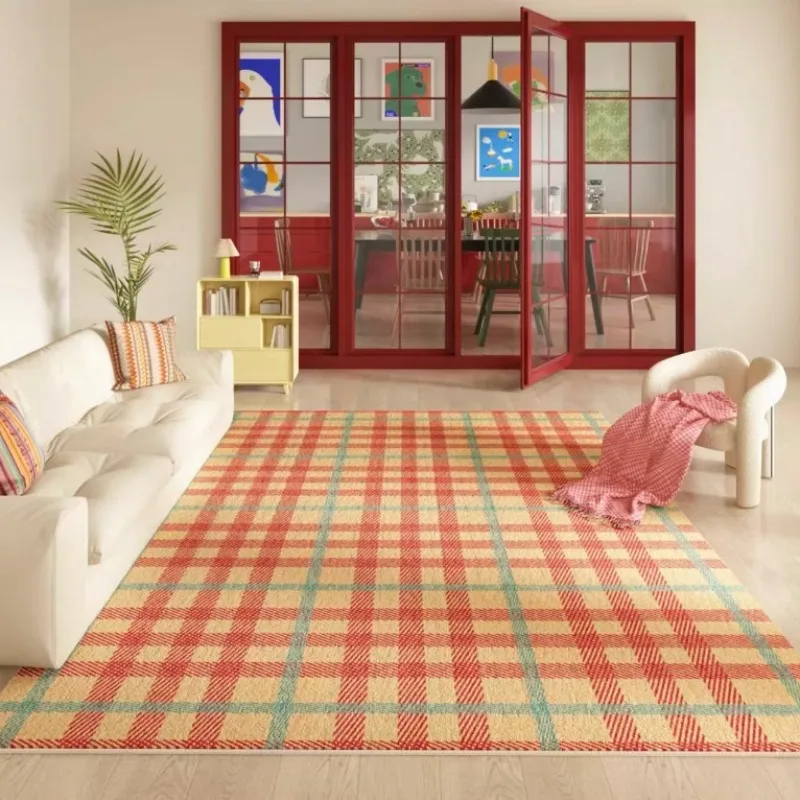 

Retro Plaid Living Room Carpet Simple Literary Color Splicing Bedroom Rug Modern Fashion Sofa Coffee Table Mat 러그 Ковер Alfombra