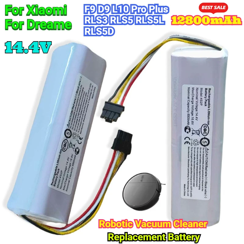 

14.4V 12800mAh For Xiaomi Robotic Vacuum Cleaner Replacement Battery For Dreame F9 D9 L10 Pro Plus RLS3 RLS5 RLS5L RLS5D Part