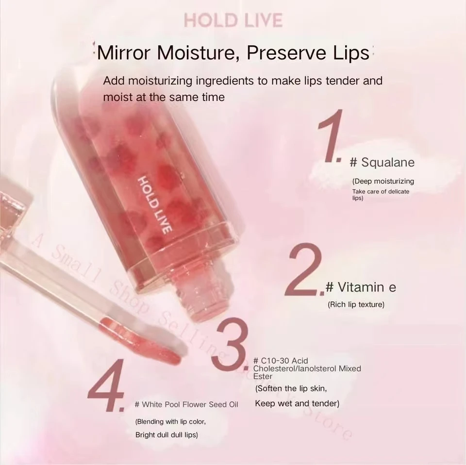 HOLD LIVE Mirror Light Rip Lip Honey Mirror Water Glazed Glass Lip Glaze Moisturizing Lipstick Transparent Jelly Lip Makeup