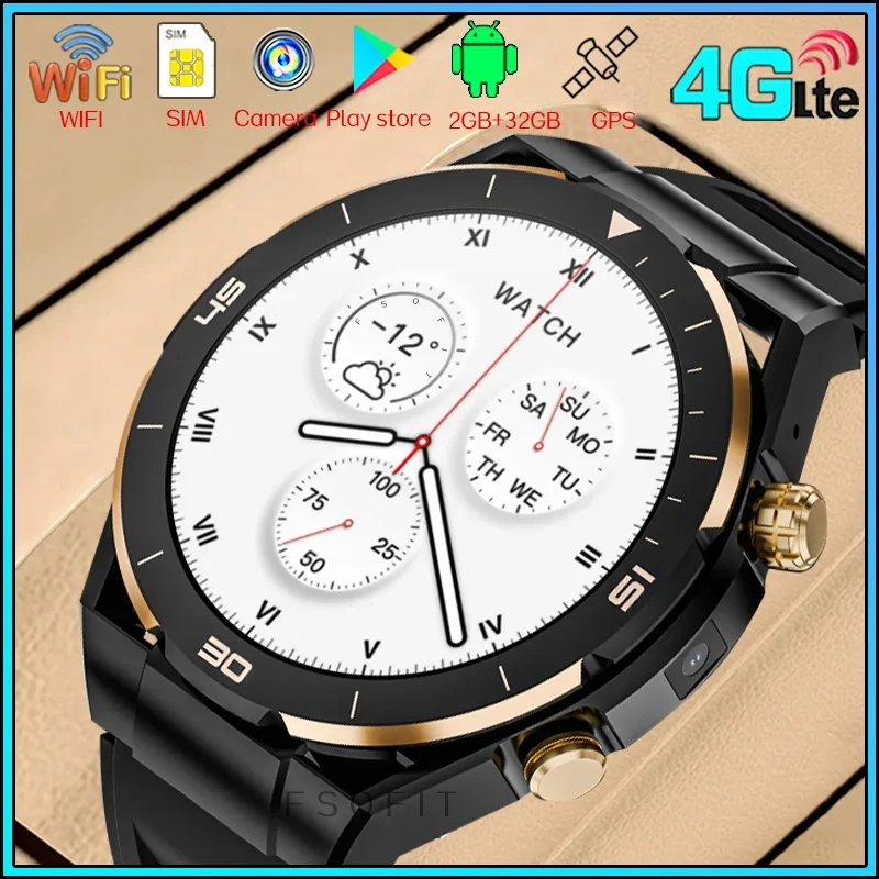 2024 New Stylish Men's 4G LTE Smartwatch - HD Camera, Video Calls. GPS + 4G/WIFI for Quick Net Connectivity.