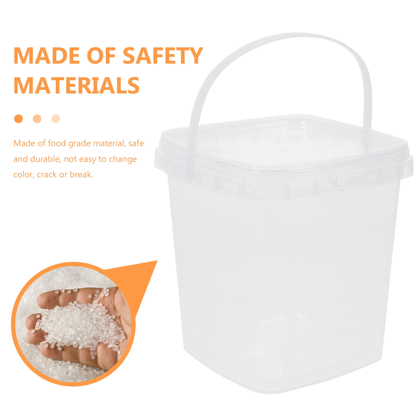 

6pcs Clear Square Buckets with Lid for Milk Tea Fruits Dessert Food Grade Plastic Storage Night Supplies