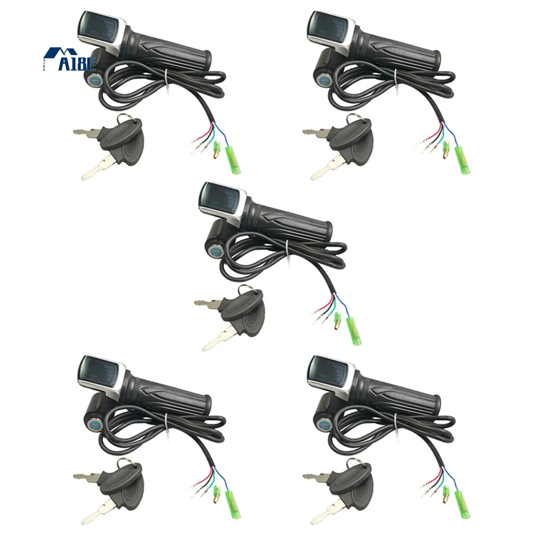 

A18E-5X Bike Twist Throttle For Electric Bike Throttle 36V Gas Handle Throttle LCD Display Lock Key