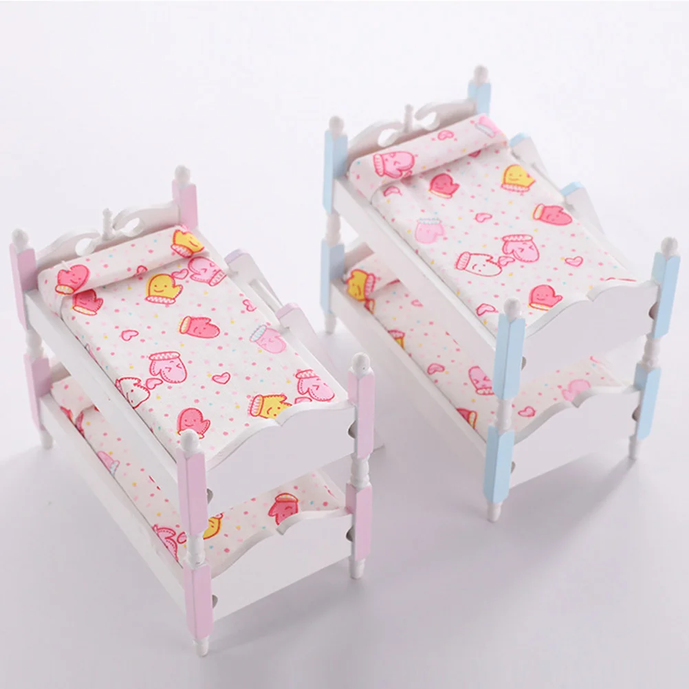 1/12 Scale Dollhouse Miniature Furniture Wooden Bunk Bed 1:12 House Decor Dollhouse Bunk Bed 1/12 Scale Bunk Bed