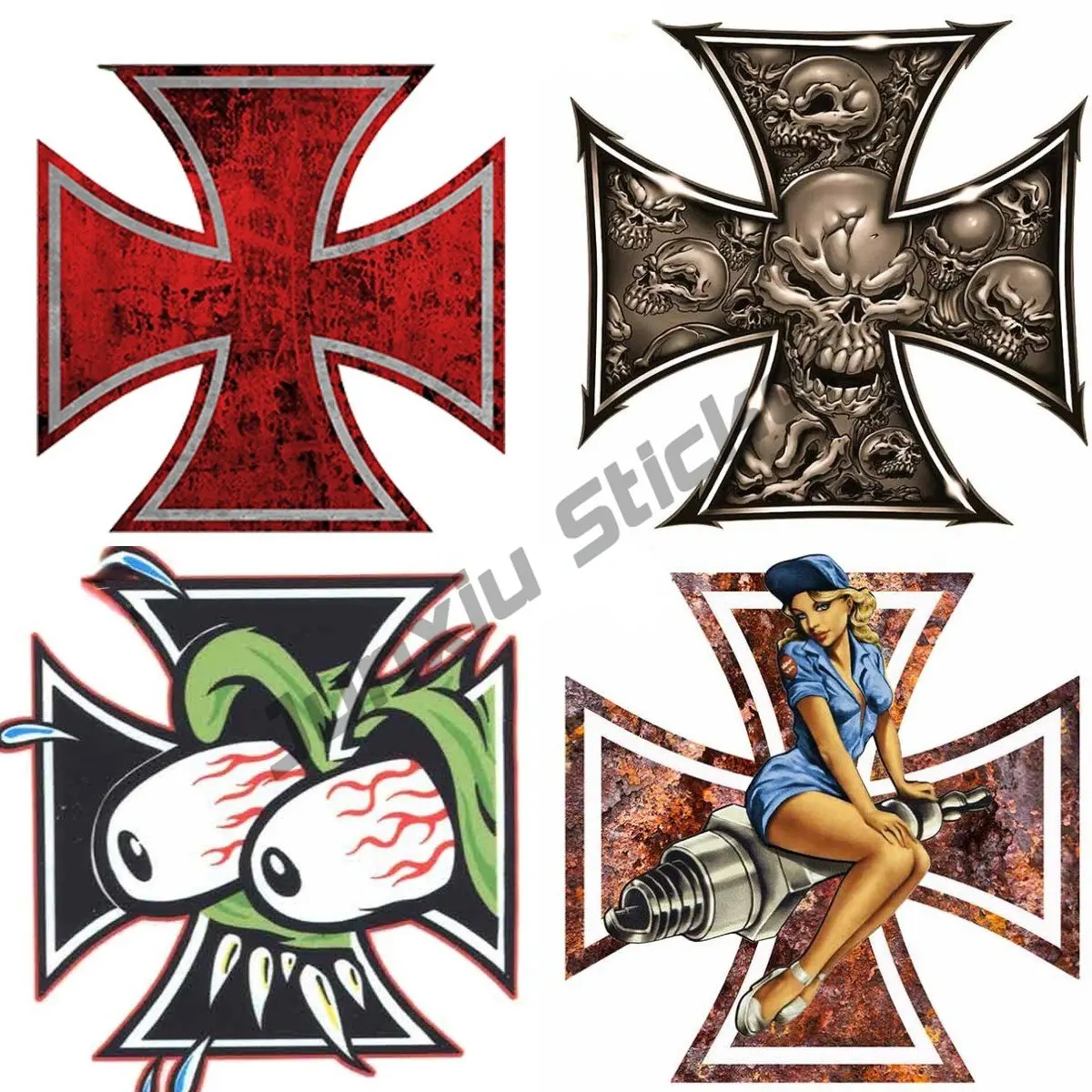 

Car Styling Rat Rod Red Iron Cross Car Sticker Distressed Parts Gasser Waterproof Motorbike Stickers Racing Helmet Decal