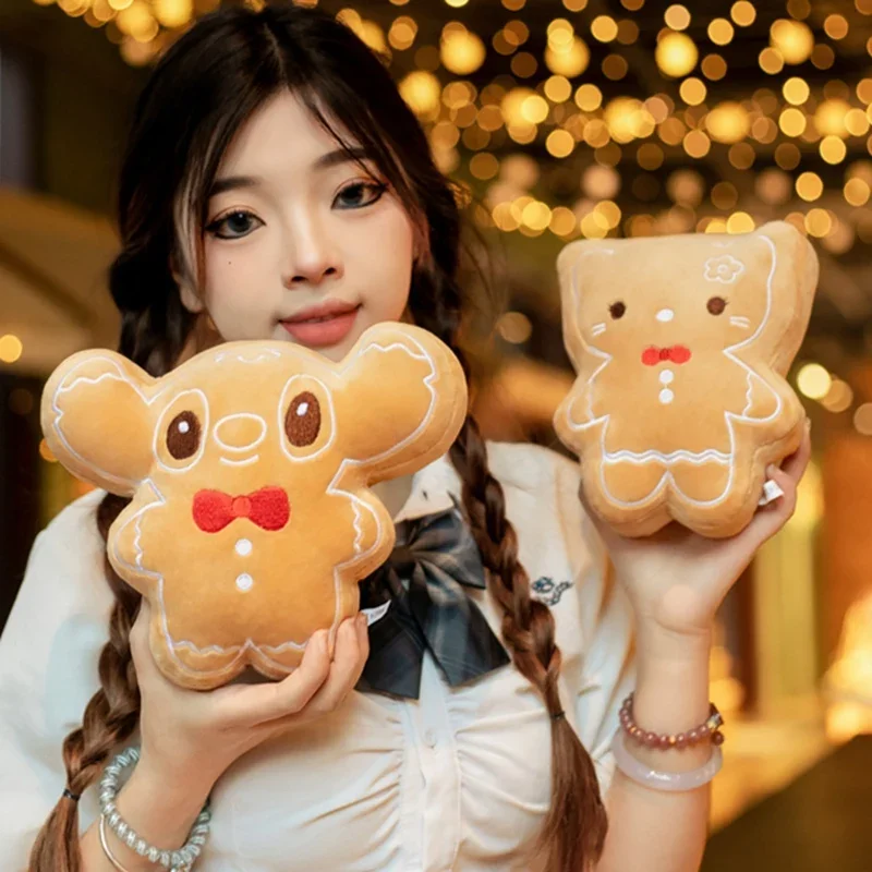 20cm Cute Gingerbread Man Plush Toy Hello Kitty Stitch Cookie Doll Lovely Stuffed Cartoon Anime Doll Home Decor Xmas Gifts Girl