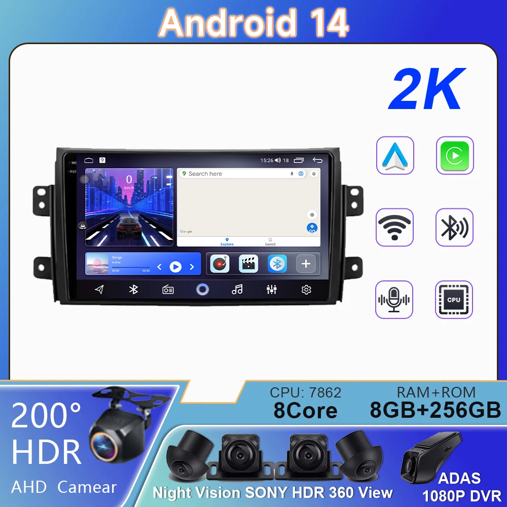 Для Suzuki SX4 1 2006-2014 Android Auto Авто Радио GPS-навигация Мультимедиа Стерео Carplay TS10 Видеоплеер 9 дюймов Голосовое управление