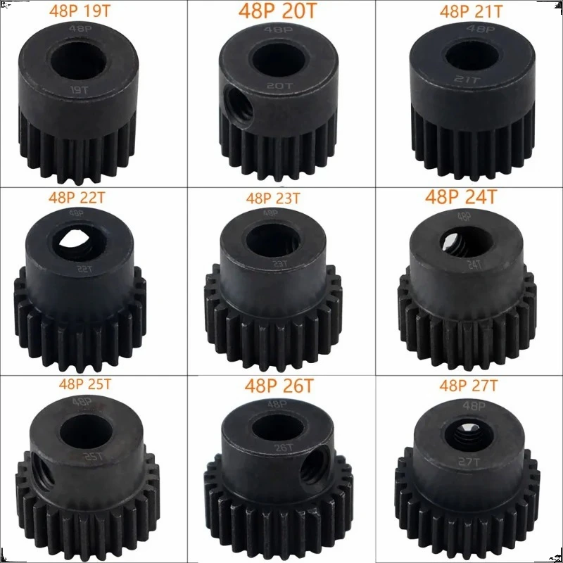 48p 5mm 16t 17t 18t 19t 20t 22t 24t 25t 28t Black Steel Metal Pinion Motor Gear for 1/10 Axial Scx10 Rc Model Car Motor Parts