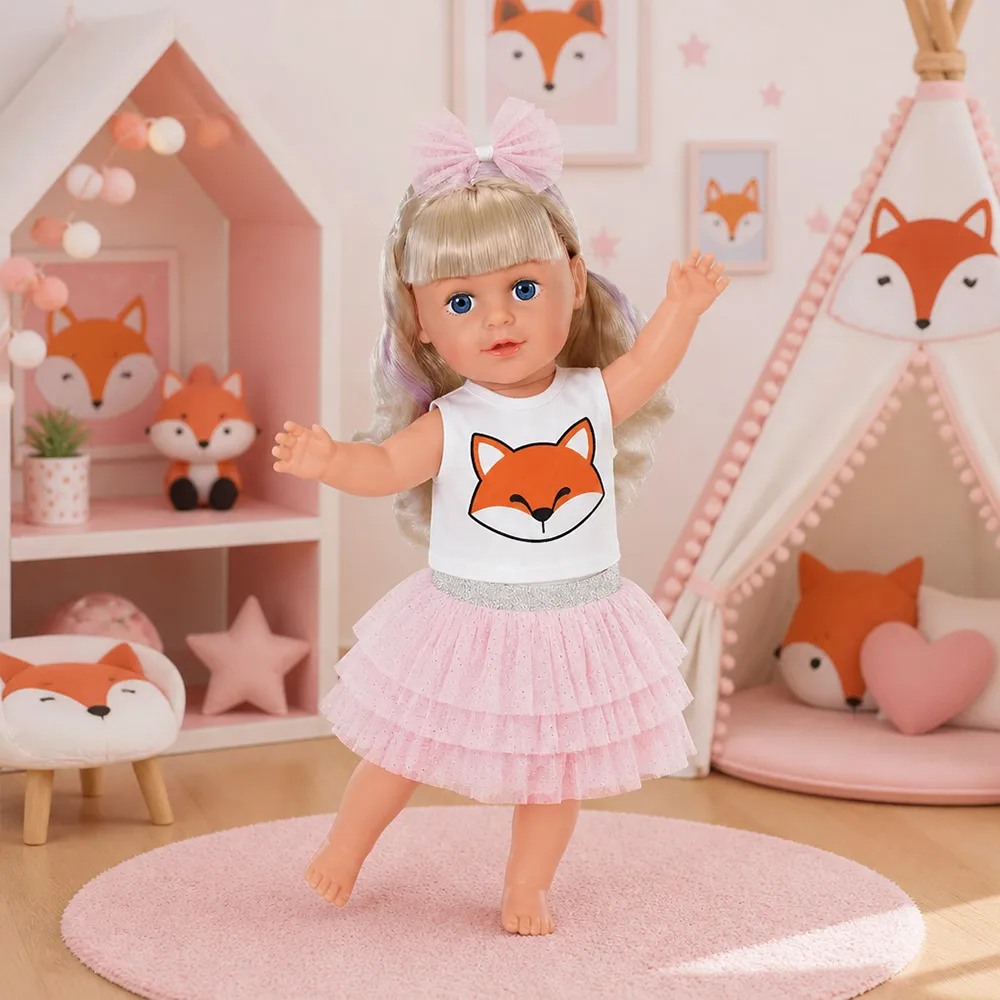 3Pcs/Set=Top+Skirt+Hair Clip For 43Cm Baby Doll Clothes Accessoires&18Inch American Doll Our Generation Girl's Toys Gift