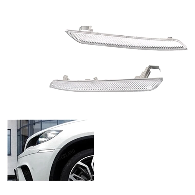 Left Right 1 Pair Clear White Side Marker Reflector Replacement 63147187087 63147187088 For BMW X5 X6 E70 E71 2008- 2014