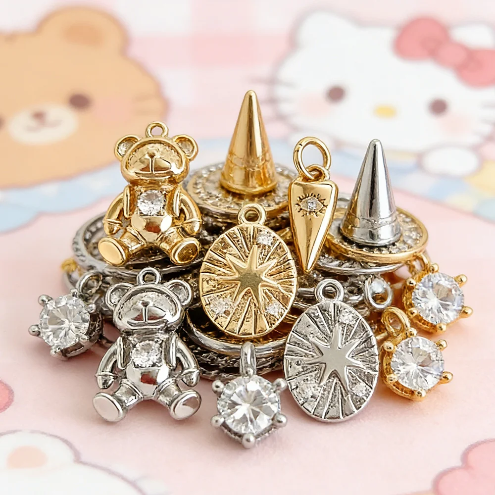 

Cordial Design 50Pcs DIY Charms/Jewelry Accessories/Bear Heart Star Shape/Genuine Gold Plating/Hand Made/Copper Pendant #196121