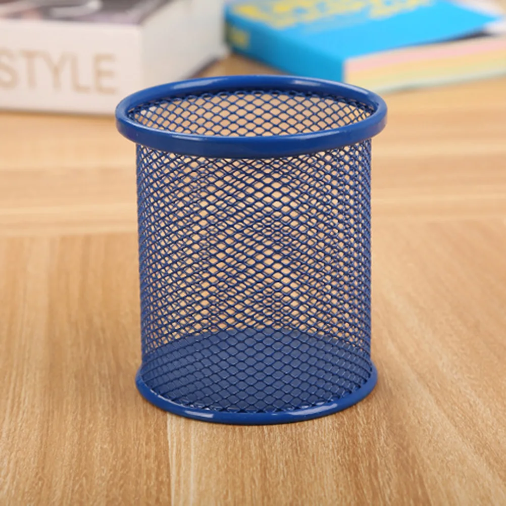 

5pcs Round Pencil Holder Mesh Steel Desktop Organizer Sturdy Metal Pen Cup For Office Home School Use Desktop Organizer Office