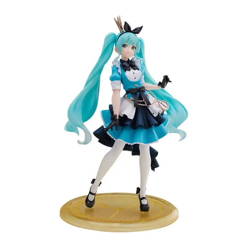 BANDAI 21cm Original TAITO AMP Hatsune Miku Alice in Wonderland Series Anime Action Figure Model Toys Gift for Birthday