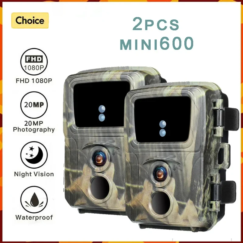 

2PCS Mini600 Mini Trail Hunting Camera 20MP 1080P Wildlife Animal Hunter Cameras Night Vision Photo Traps Surveillance Tracking