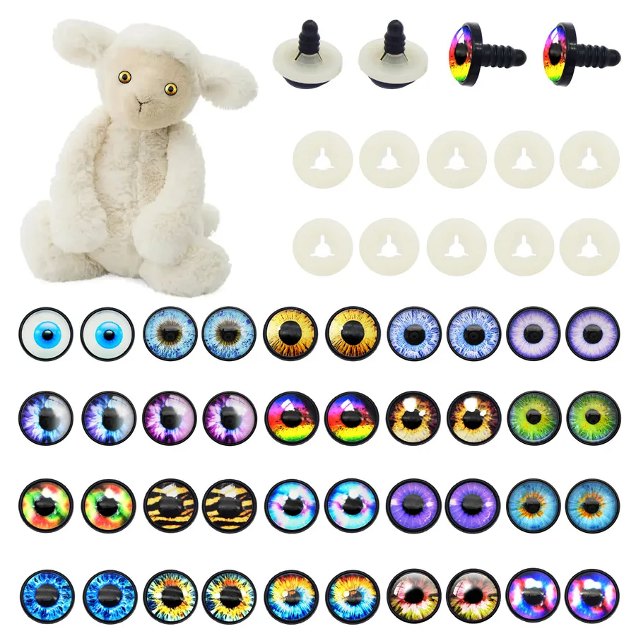 Julie Wang 5-10 Pairs Round Glass Dragon Demon Cat Animal Safety Eyes Button With Washer Toy Doll Eyeball Jewelry Accessory