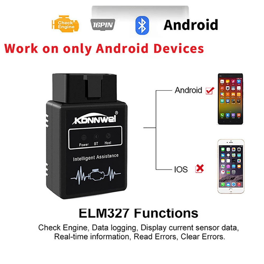 

KW912 BT3.0 ELM327 OBD2 EOBD Car Diagnostic Scanner Code Reader for Android All 12V OBDII Protocol Vehicles