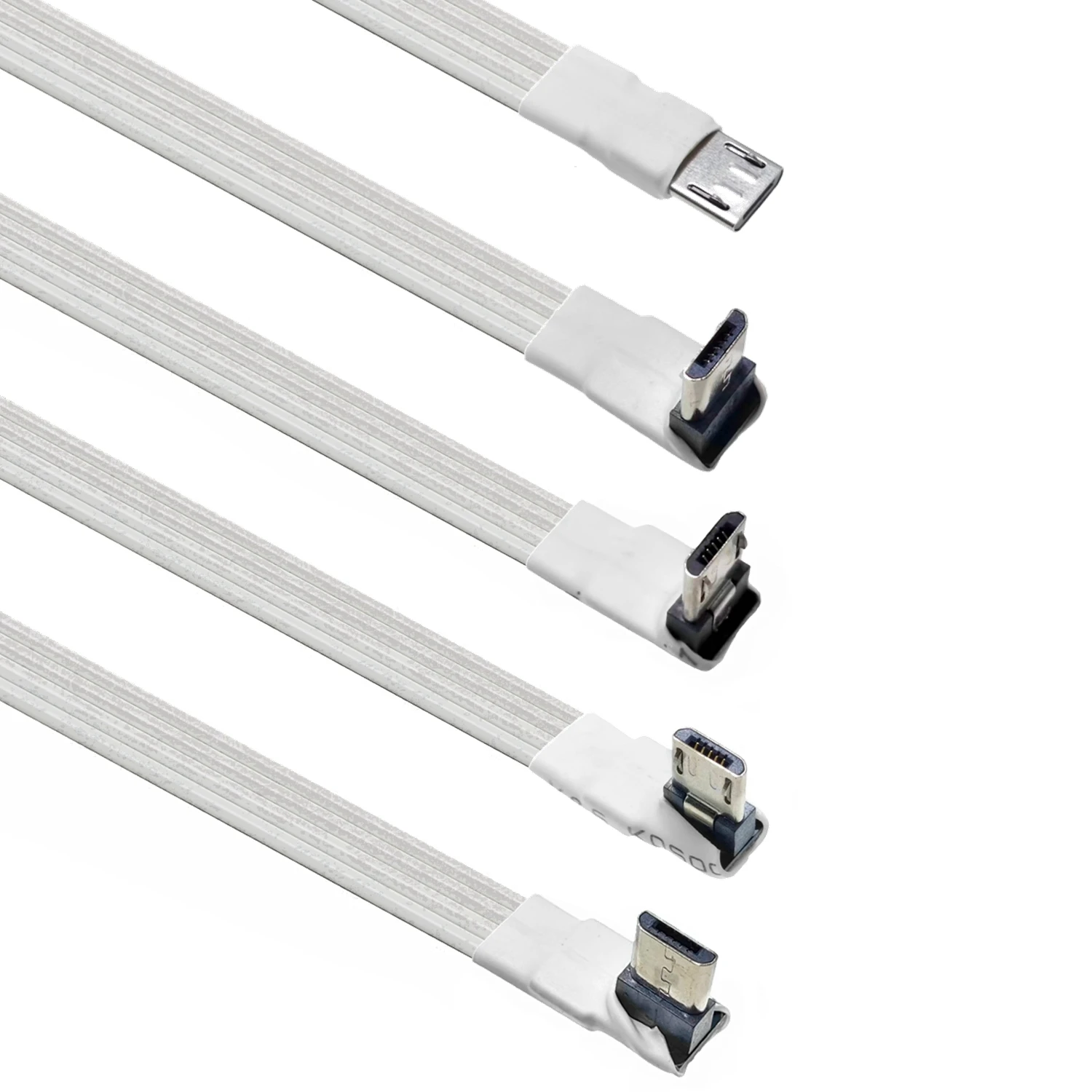 White 10CM 20CM Super Flat Flexible Up & Down & Left & Right Angled 90 Degree USB Micro USB Male to USB Male Data Cable 1M 2M 3M