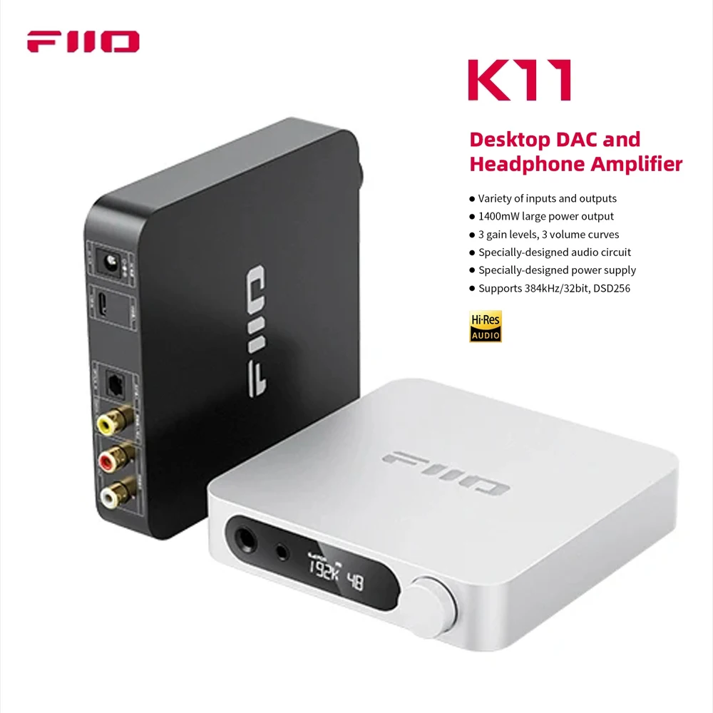 FiiO K11 밸런스드 DAC 헤드폰 앰프, 홈 오디오 및 PC용 데스크탑 DAC, 1400mW 전력 384kHz, 24 비트 DSD256