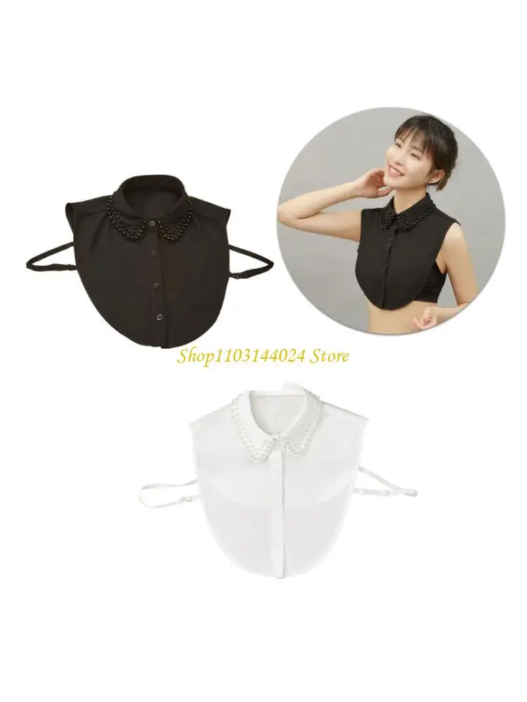 n5ke-取り外し可能な付け襟女の子装飾真珠アクセサリーハーフシャツショール