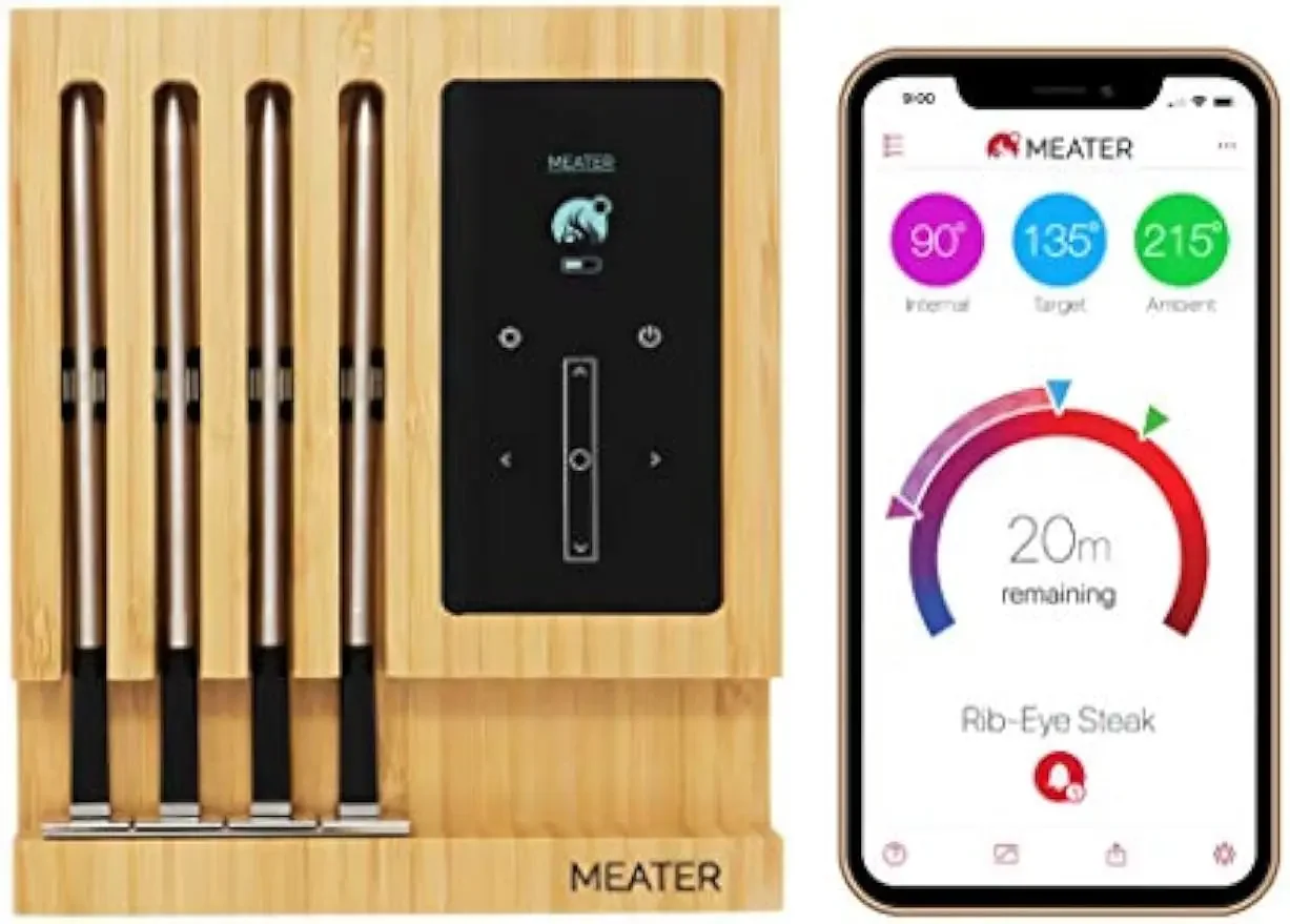 

MEATER Block: 4-Probe Premium WiFi Smart Meat Thermometer | for BBQ, Oven, Grill, Kitchen, Smoker, Rotisserie| iOS & Android App