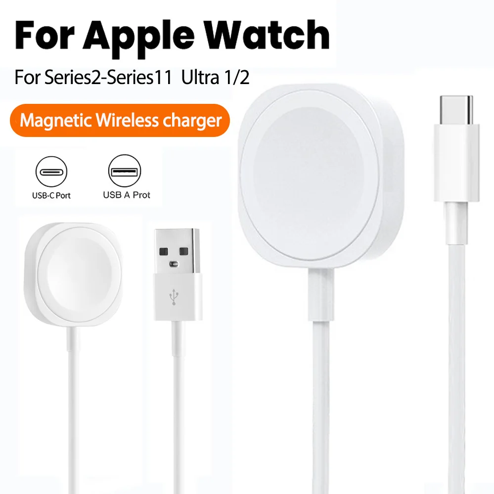 1M Watch Charger Cable For Apple Watch 11 10 9 8 7 6 5 4 3 2 Series SE Ultra Edition USB/Type-C iWatch Magnetic Wireless Charger