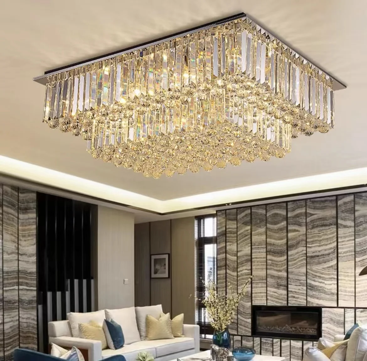 

Led Crystal Stainless Steel Rectangle Led Lampled Light Ceiling Lightsled Ceiling Light Ceiling Lamp For Foyer Bedroom Hall