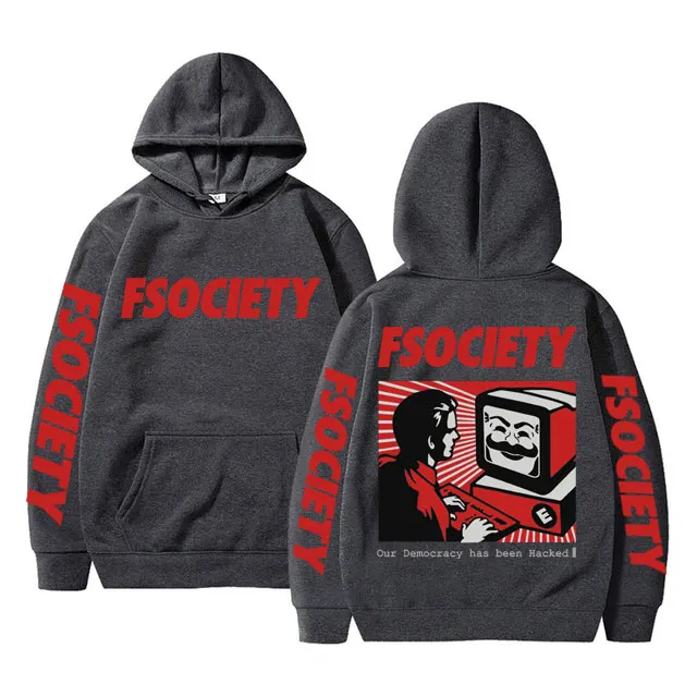 Funny Mr Robot Graphic Hoodie Men Women Vintage Fleece Cotton FSociety Hoodies F Society Hacker Geek Sweatshirt Male Streetwear