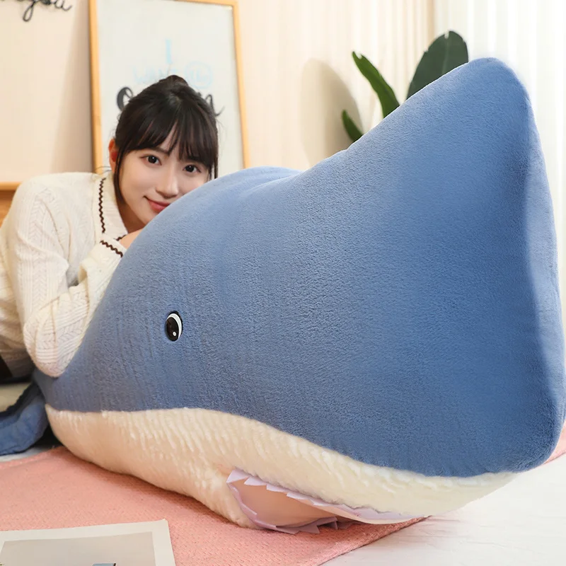 Lifelike New Giant 40-110cm Marine Animal Sperm Whale Plush Doll Pillow Blue Gray Soft Whale Plush Toy Home Bedroom Decoration