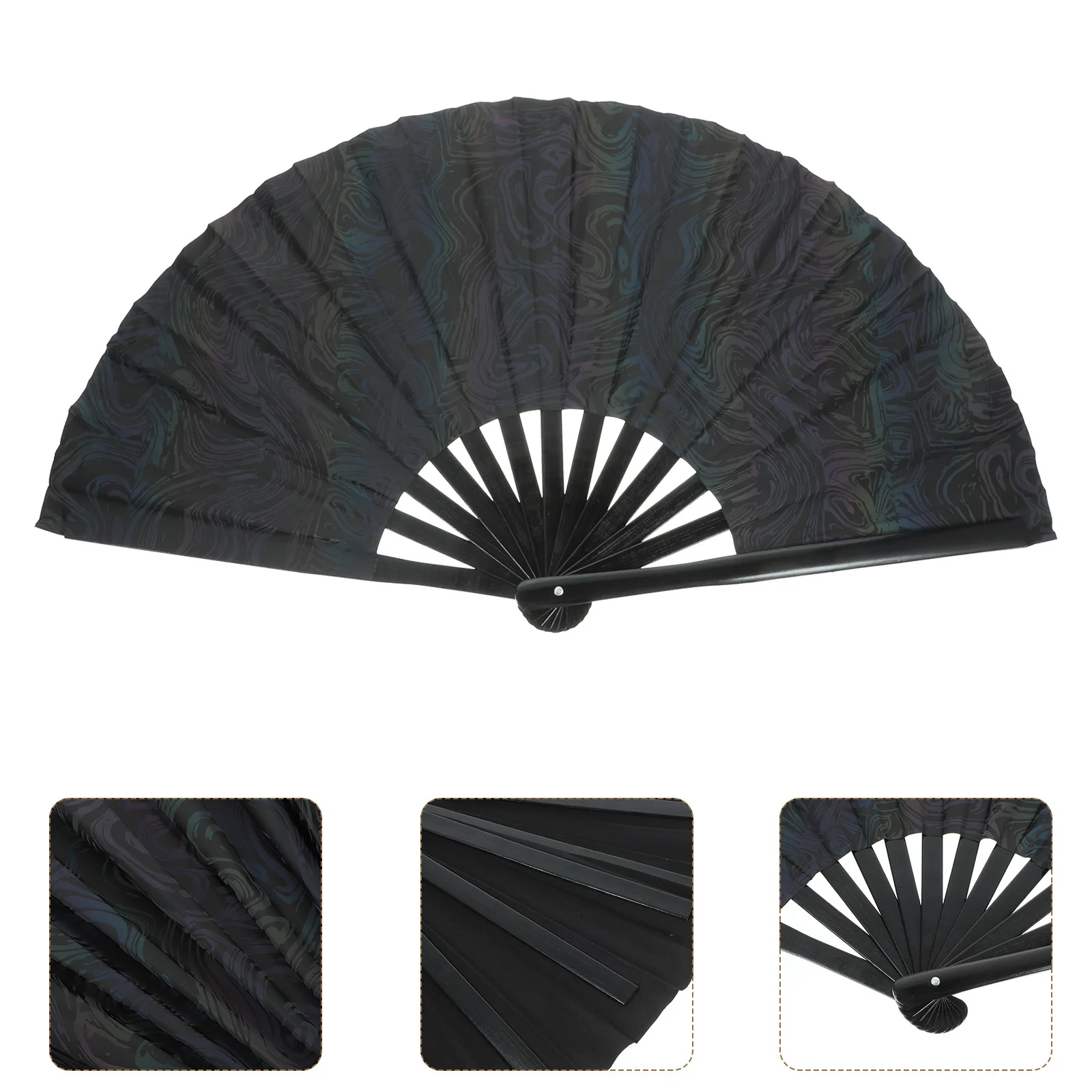 

Wooden Fabric Folding Handheld Fan Chinese Style Reflective Decorative Fan for Party Performance Dancing Stage Prop