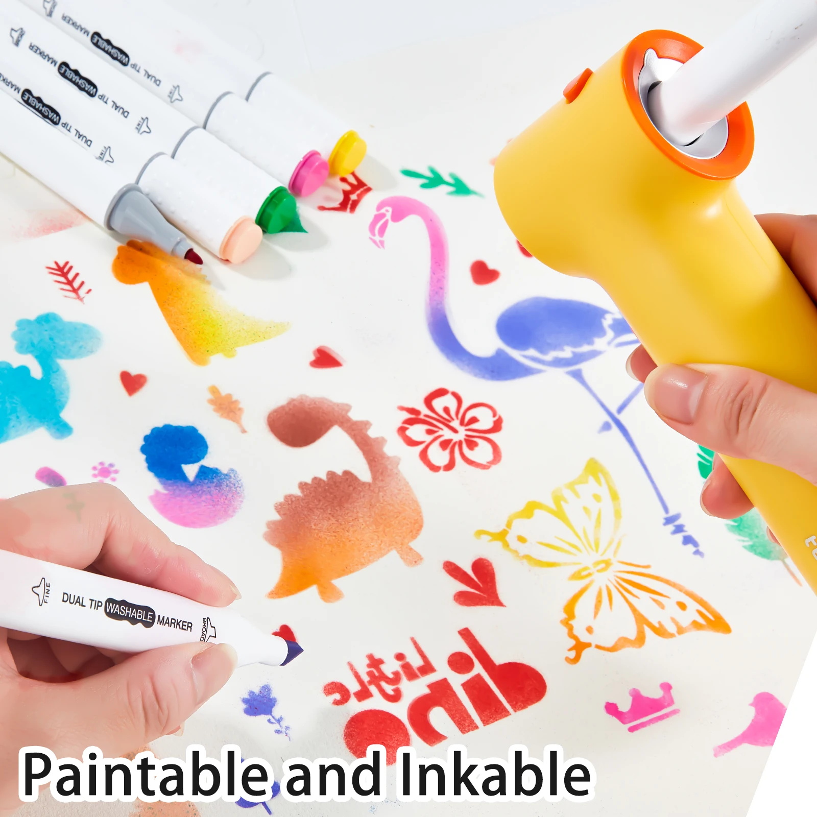 Tenwin Art Electric Spray Pen Airbrush Set Multi-function Color Inkjet Painting Brush Washable Spray Painting Hand Drawn