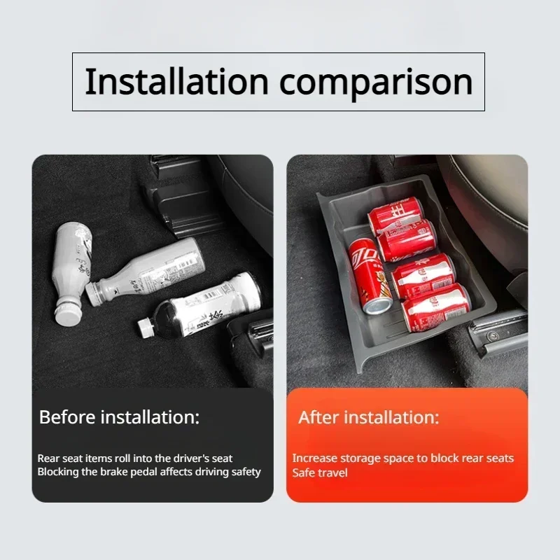Underseat Storage Box for Tesla Model Y 2021-2024 Seats Drawer TPE Hidden Storage Tray Push Pull Car Organizer Car Accessories