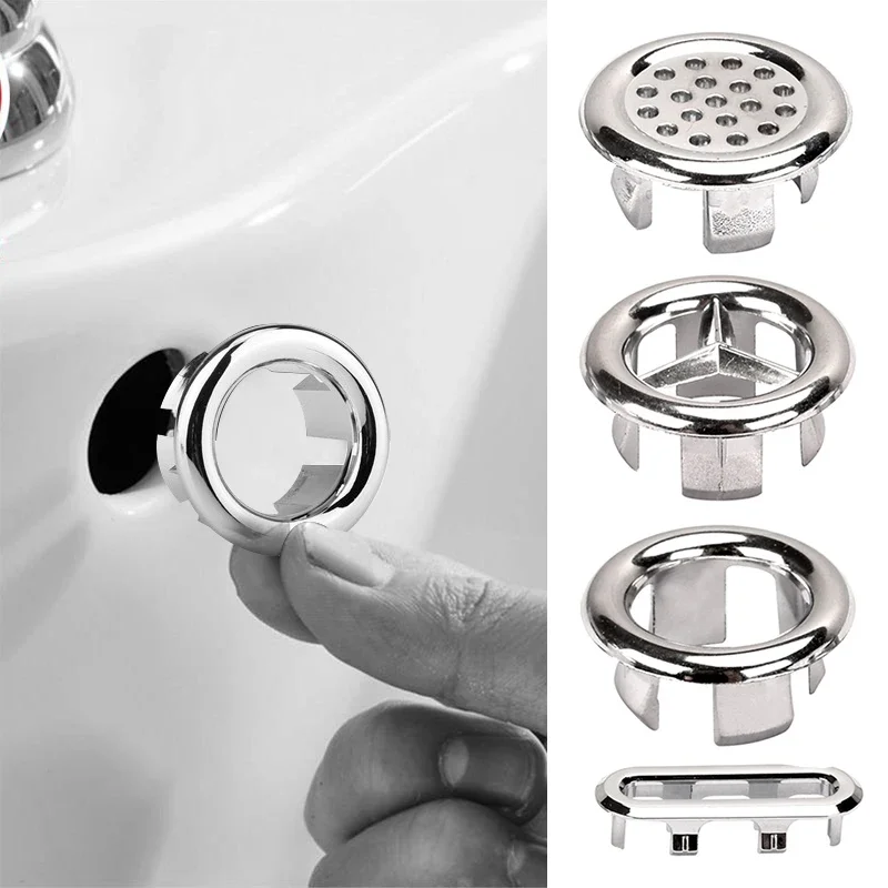 

4 Styles Bath Sink Round Ring Overflow Spare Cover Plastic Silver Plated Tidy Trim Bathroom Ceramic Basin ceramic pots overflow