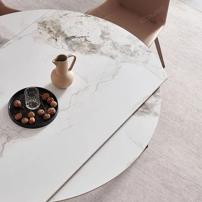 Portable Folding Dining Table Round Waterproof Kitchen Extendable Dining Table Elegant Modern Table Pliante Home Furniture