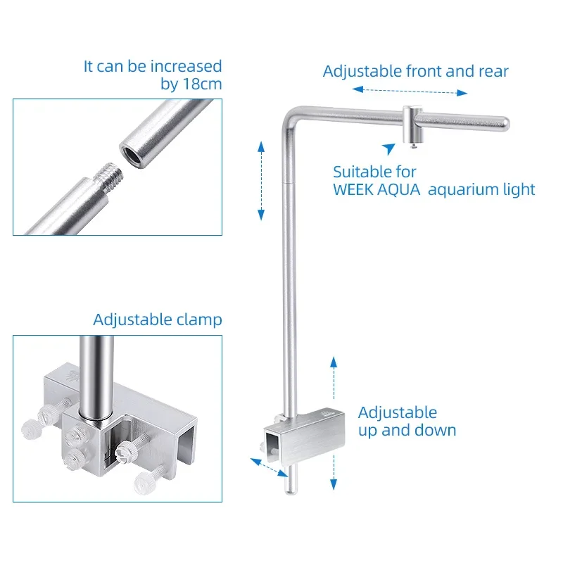 Week Aqua Light Stand Universal Aluminium Alloy Aquarium LED Lamp Hanging Bracket Planted Fish Tank Accessories - view 3