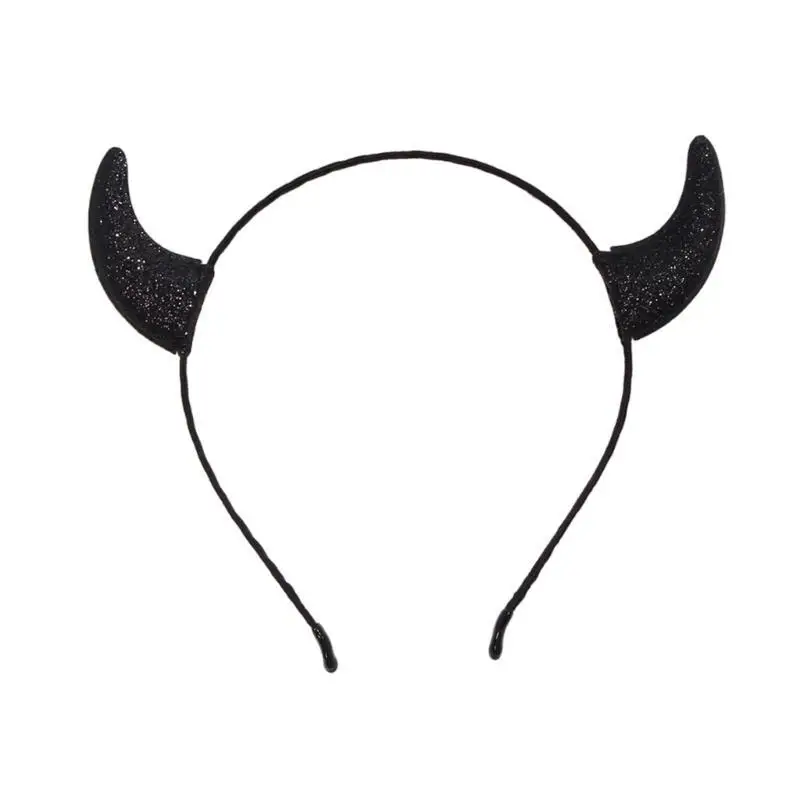 39BD Cosplay Hexe Horn Stirnband Punk Haarband Dark Series Hairhoop Foto Kopfbedeckung – Detail 3