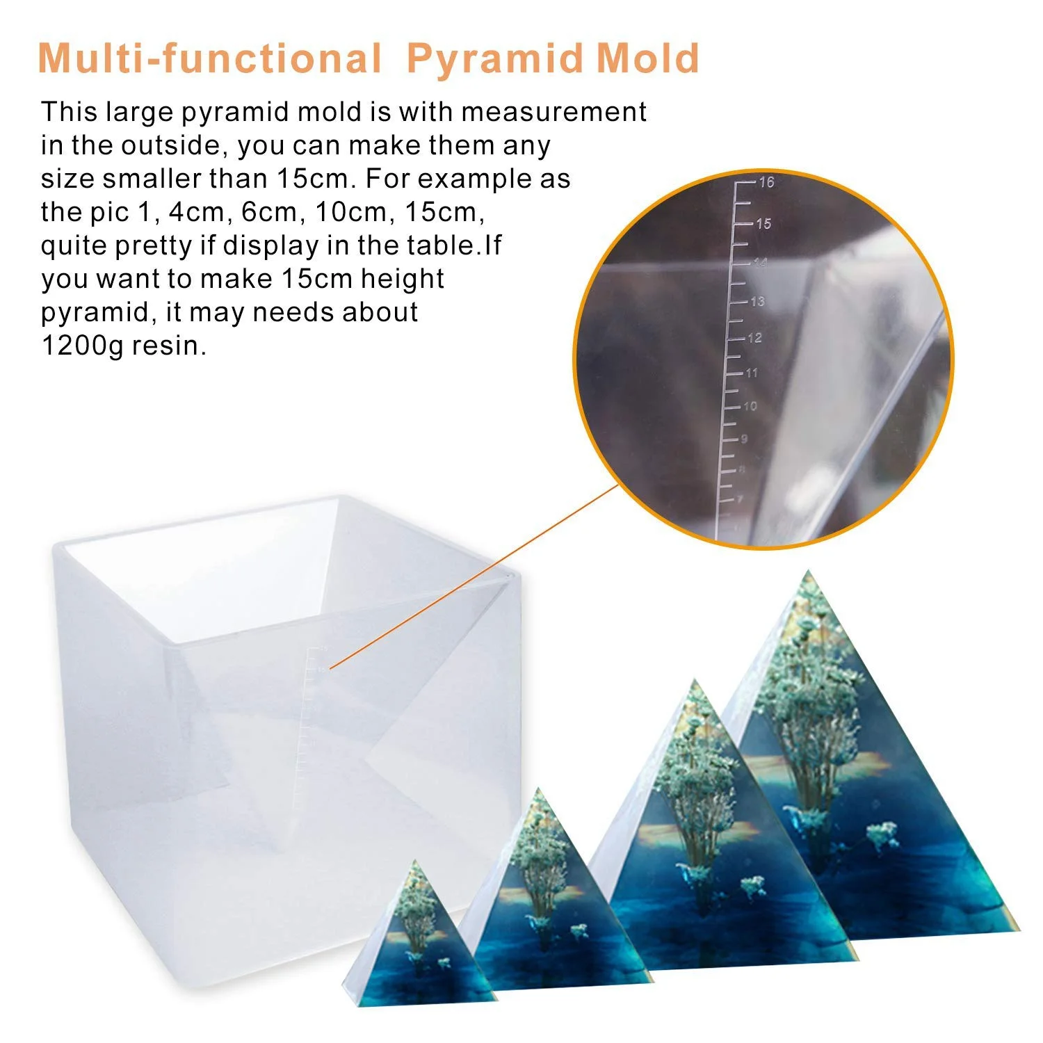 HIWS Large Resin Moldssilicone Pyramid Molds Resin Casting Molds For Diy Orgone Pyramid Great For Paperweight Home Decoration Et