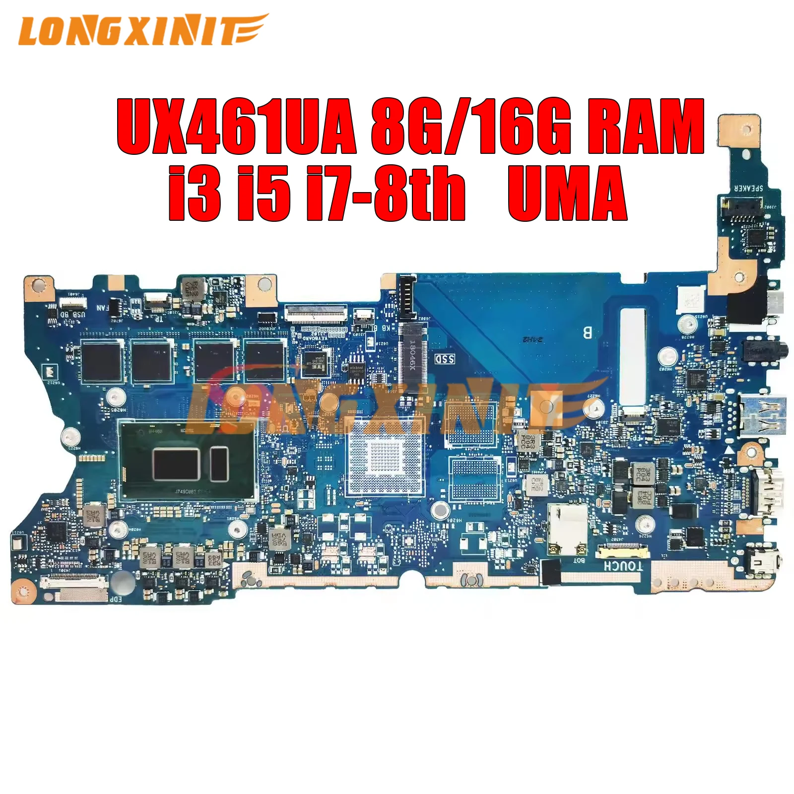 

UX461UA Laptop Motherboard For ASUS Zenbook Flip 14 UX461UA UX461U. 4GB/8GB/16GB-RAM i3-8130U i5-8250U i7-8550U