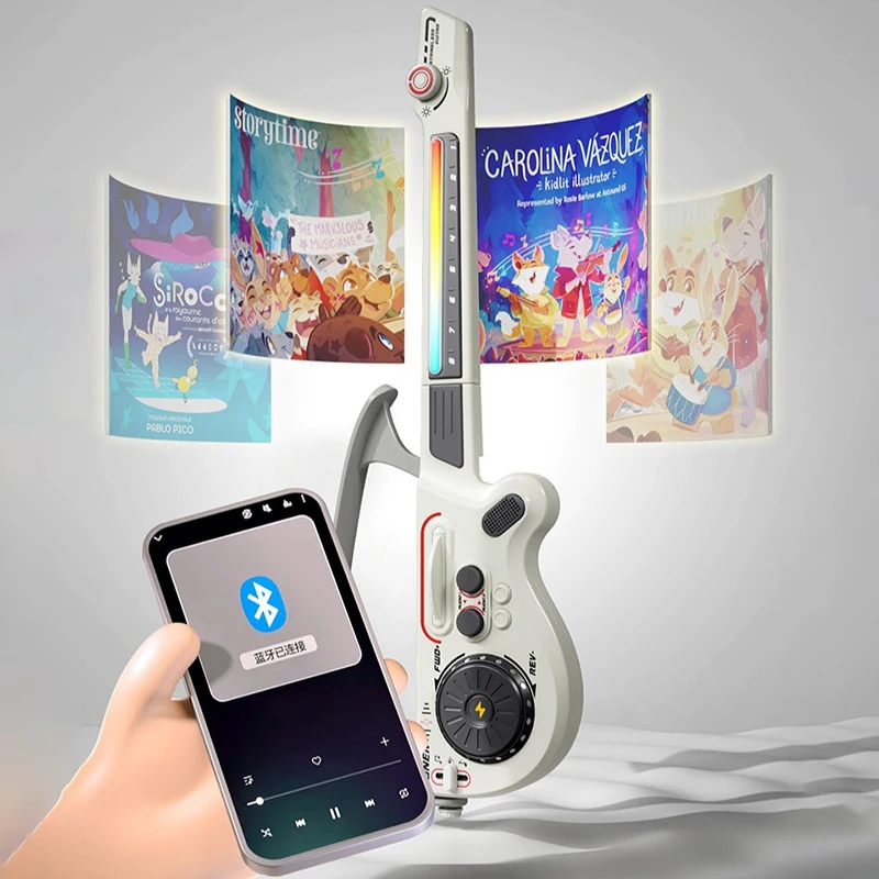 Wielofunkcyjna Elektryczna Gitara Zabawka DJ Muzyka Bez Strun Bluetooth Wczesna Edukacja Instrument Muzyczny Zabawka Gitara Prezent dla Chłopców i Dziewcząt