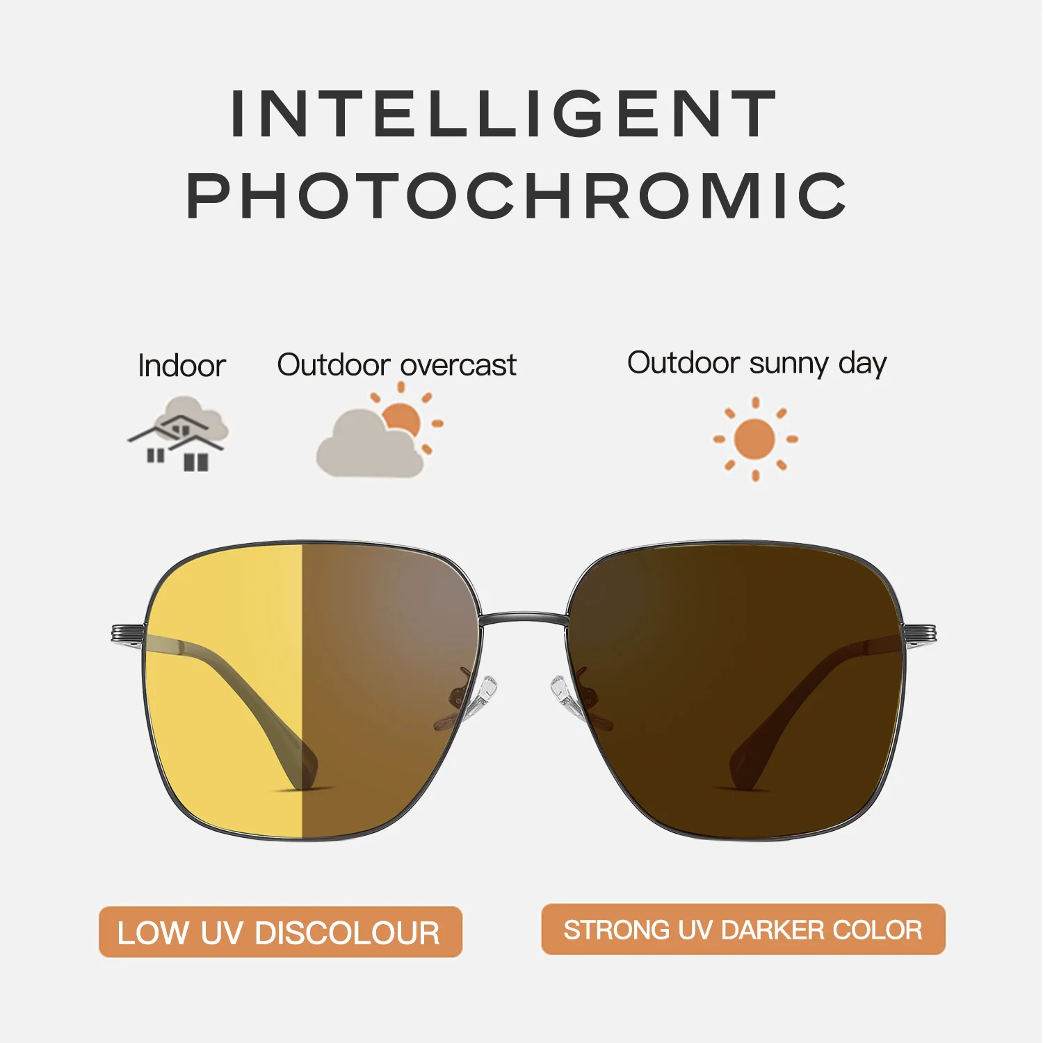 CAPONI Day Night Vision Sunglasses For Men Photochromic Brown Driving Yellow Sun Glasses Original Design UV400 Eyewear BSYS23031