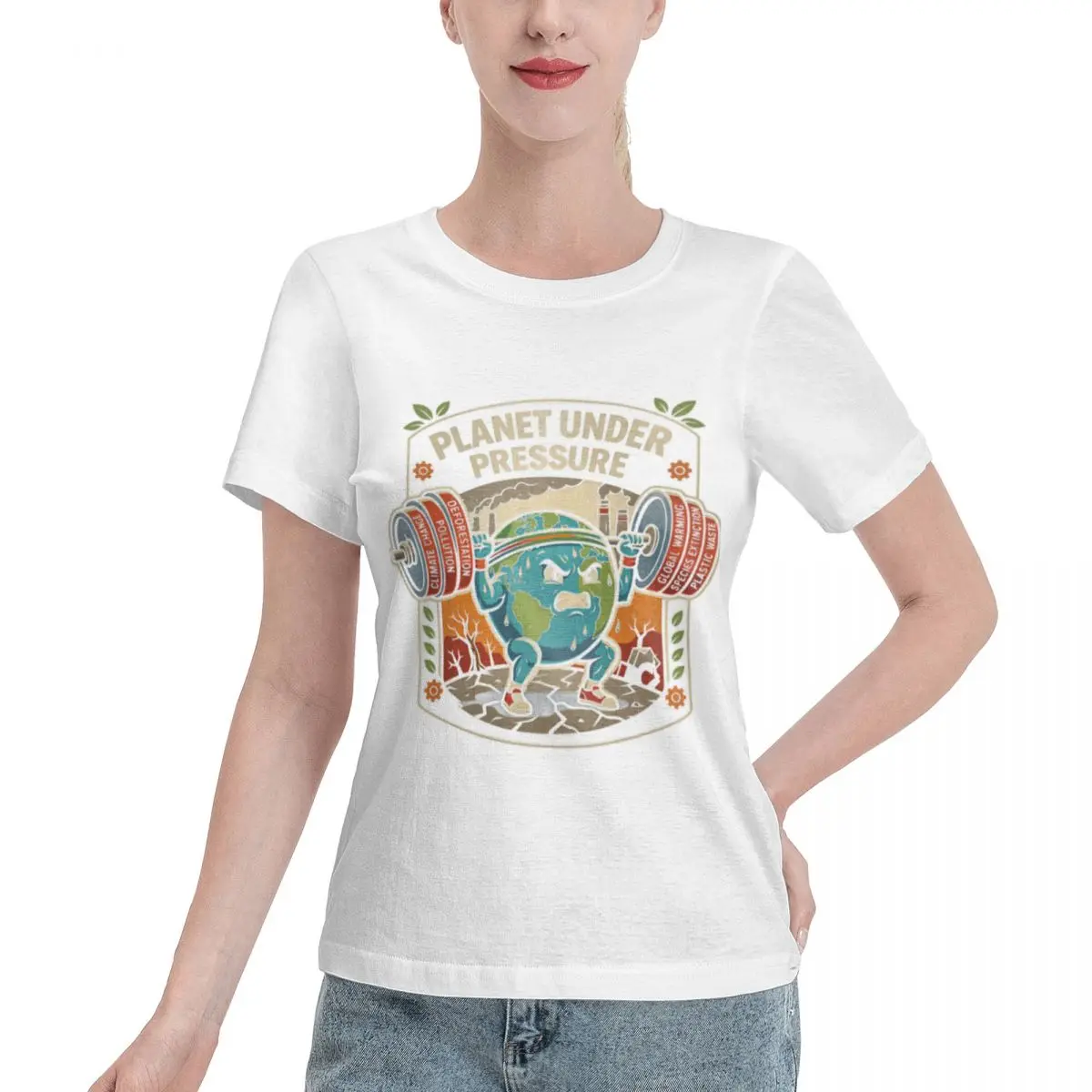 Custom Available Planet Under Pressure Climate Change Women's T-shirt Sports Fitness Aesthetic Women Top