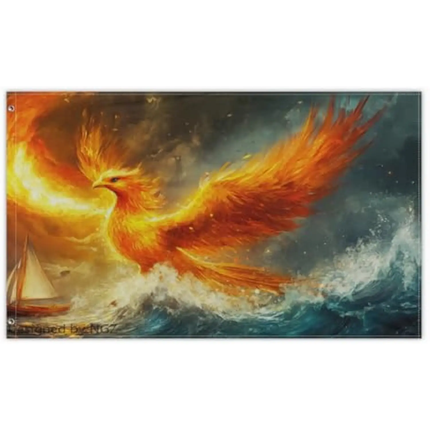 Phoenix Bird Flag Brave Voyage Sailing Through Hurricane Yard Garden Banner 3x5FT 4x6FT Grommets