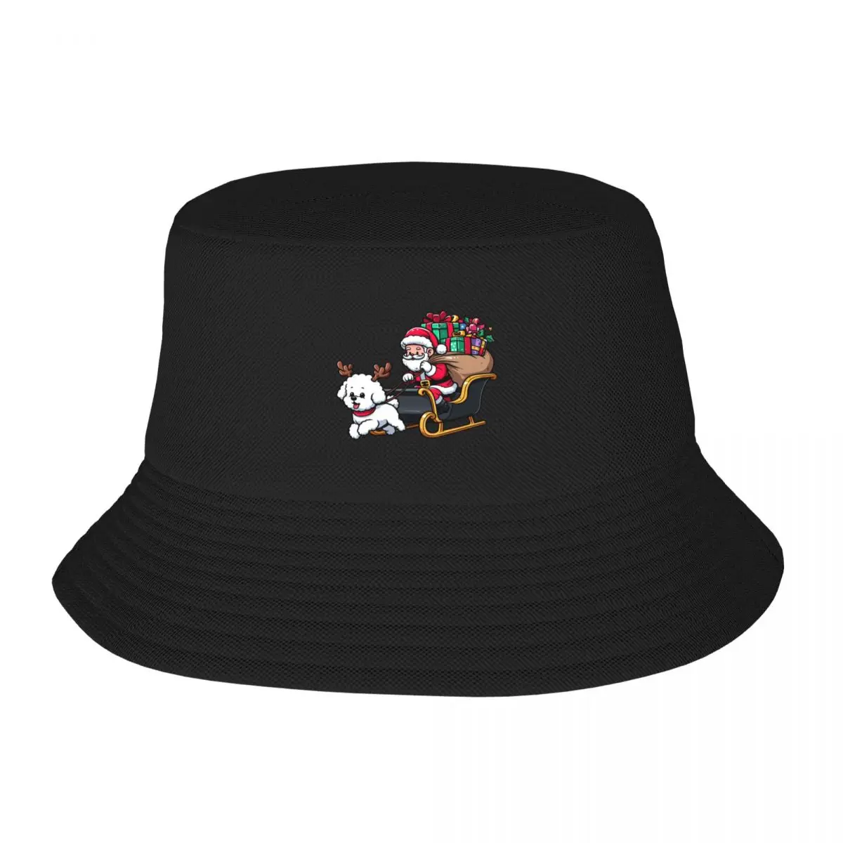 

Bichon Frise Dog Santa Claus Bucket Hat Ball Cap Beach Bag Women's Hat Men's