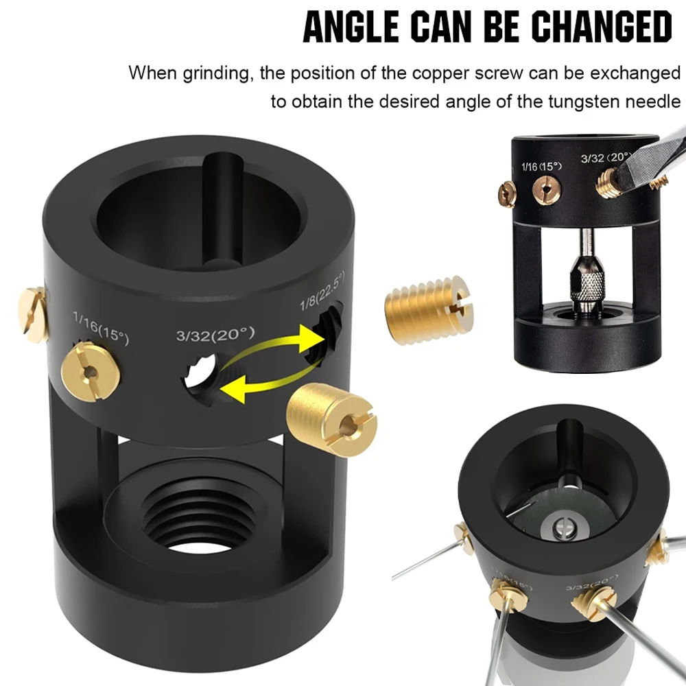 Tungsten Electrode Grinder TIG Welding Tools Multi-Angle and Offset Horizontal Hole Grinder with Cutoff Slot for Welding Aids