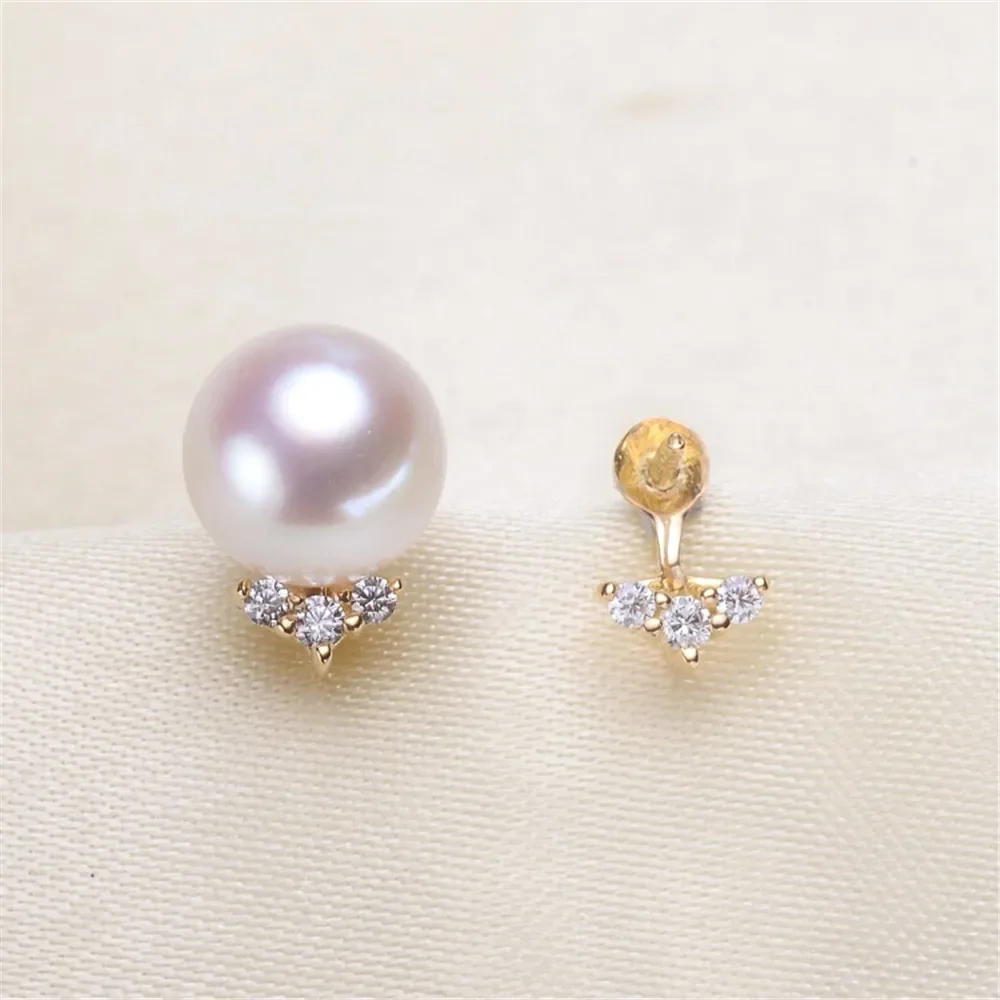 

DIY Accessories G18K Pearl Earrings Empty Support Fashion Pearl Earrings Empty Support Gold Fit 8-9mm Oval Beads G269