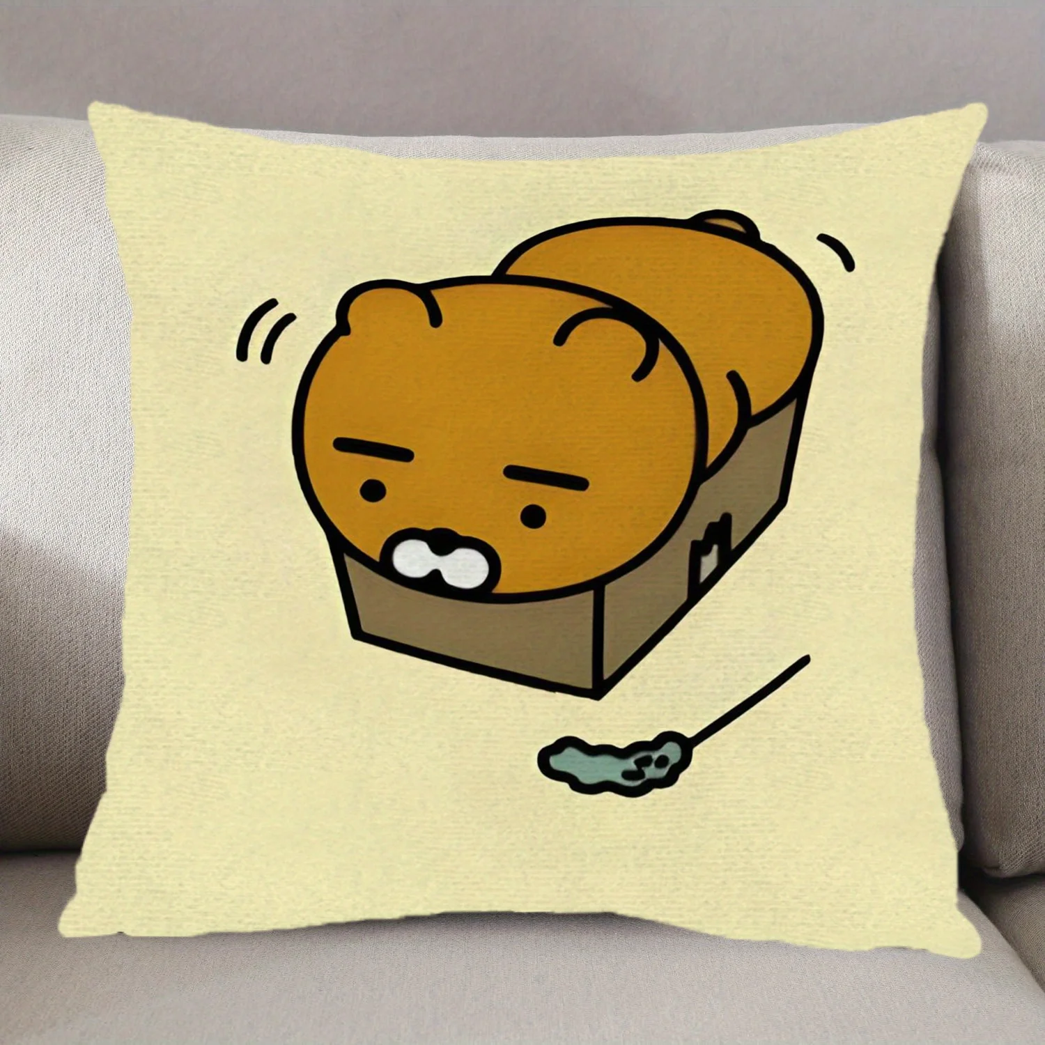 1pc Cute Pattern Square Pillow Cover, Cushion Case for Bedroom, Sofa, Dorm, Office, Outdoor and Party Decor, No Pillow Insert