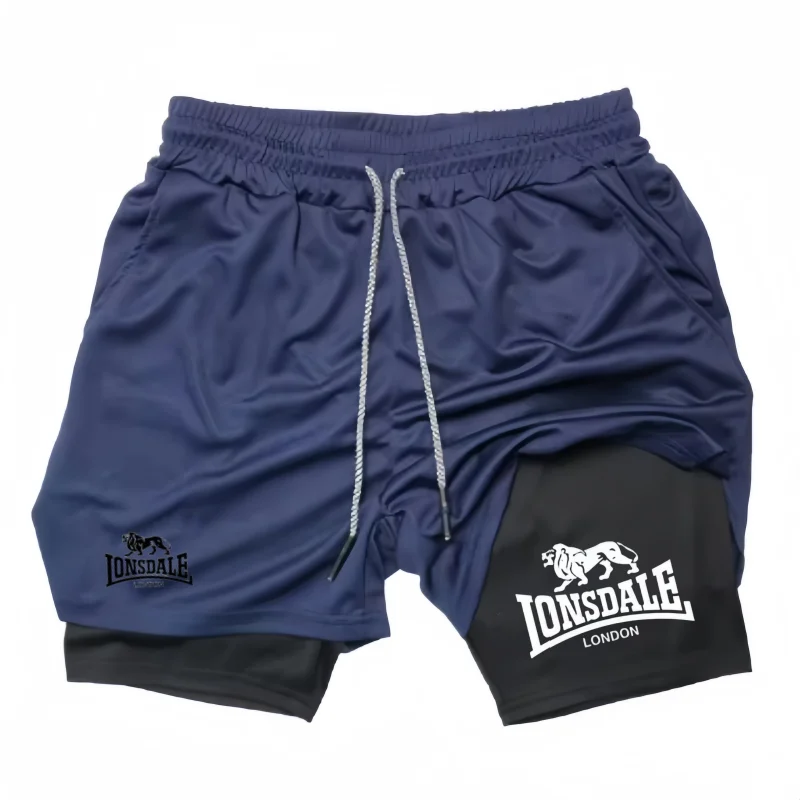 

Мужские компрессионные шорты 2-в-1 для бега и тренировок 2026Print с карманом для телефона и петлей для полотенца, летняя спортивная одежда для активного отдыха